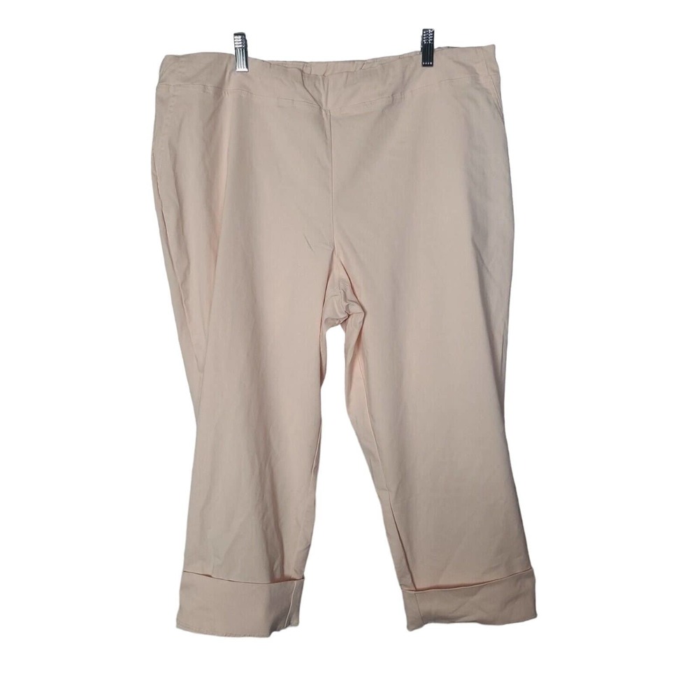 Carolina Belle Peach Straight High Rise Cuffed Capri Casual Pants Womans SZ 20W